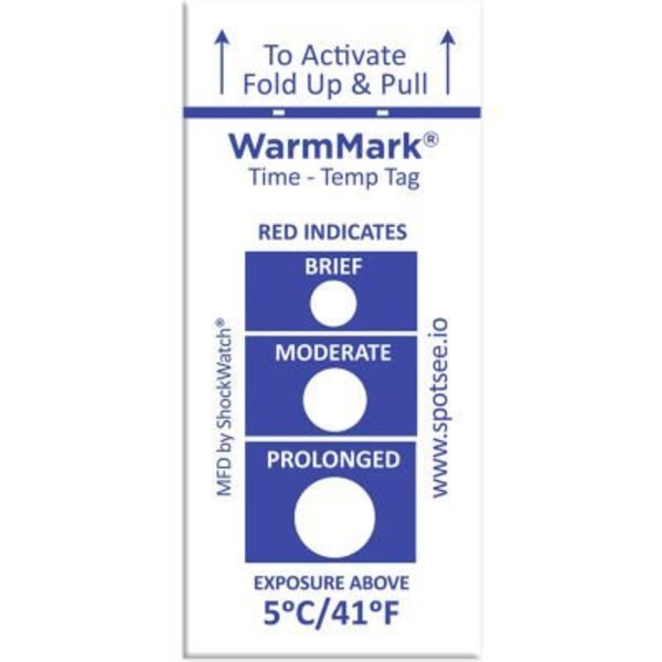 Shockwatch SpotSee„¢ WarmMark® Time Temperature Indicators, 5°C/41°F, 100/Box WM 5/41